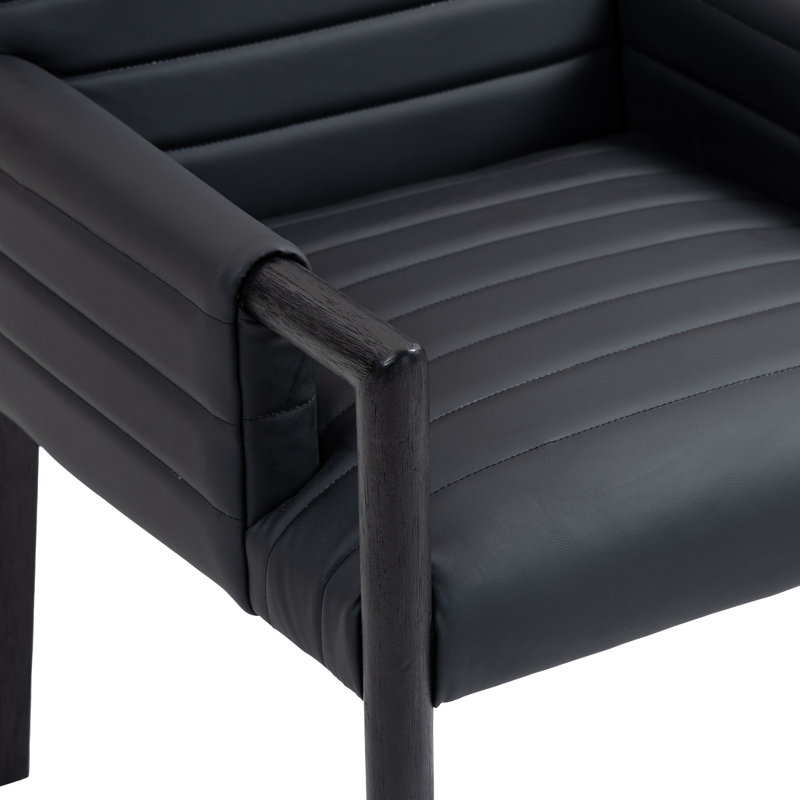 Aimee Vegan Leather Dining Arm Chair, Black Vegan Leather, Black