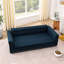 Moderne pour animal de compagnie en bleu foncé, surdimensionné avec accoudoirs pour grands chiens, conception à pattes courtes en lin bleu confortable et stable, animaux de compagnie