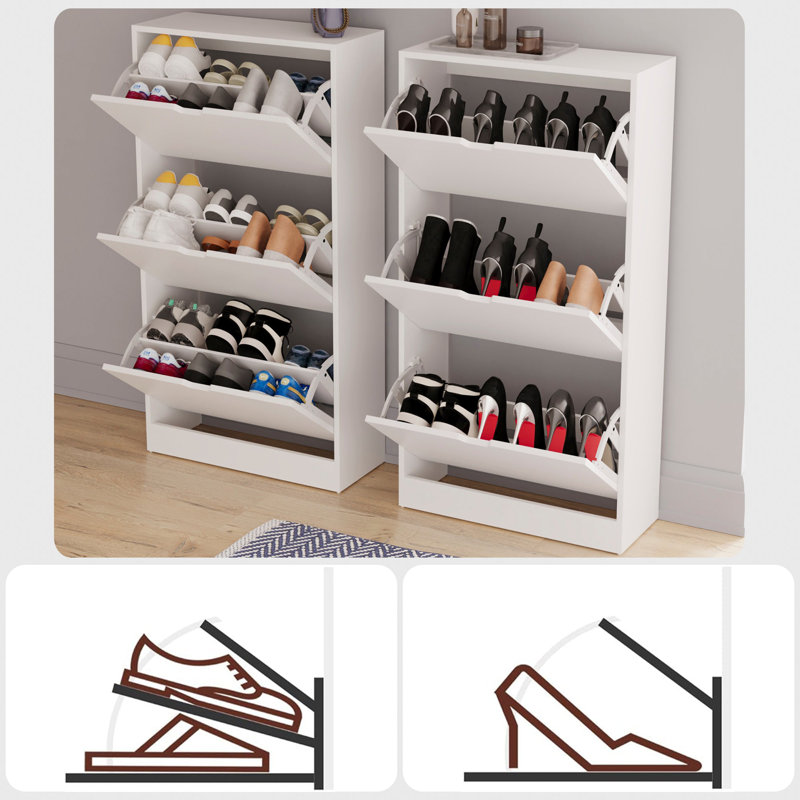 18 Pair Flip Down Shoe Storage, White
