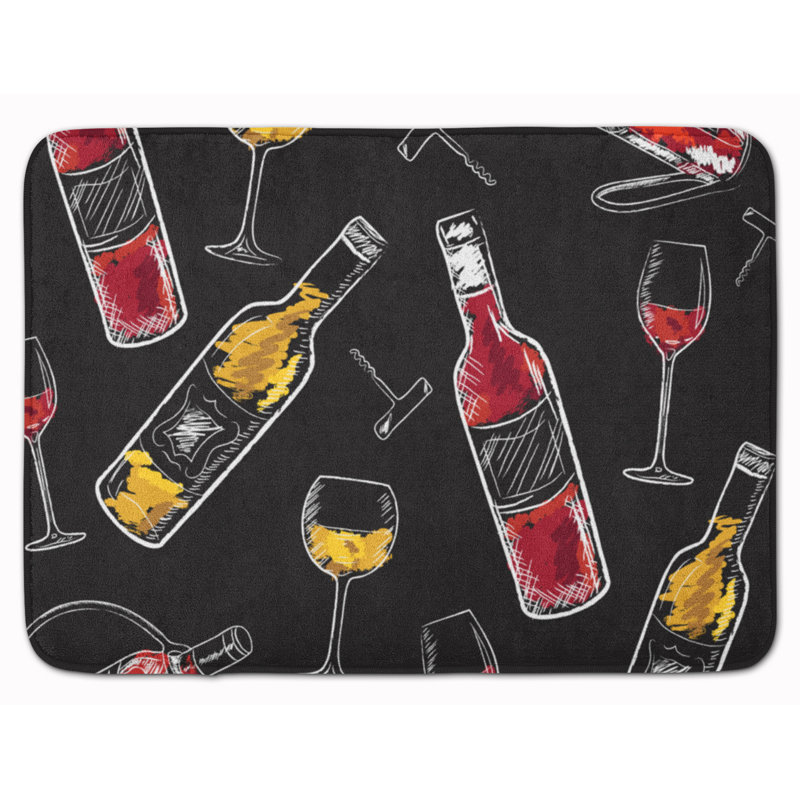 Memory Foam Non-Slip Bath Rug, Red/White/Black