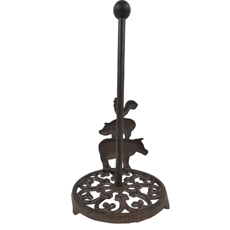 Porte-essuie-tout en fonte brun rustique Western Farm Animal Country