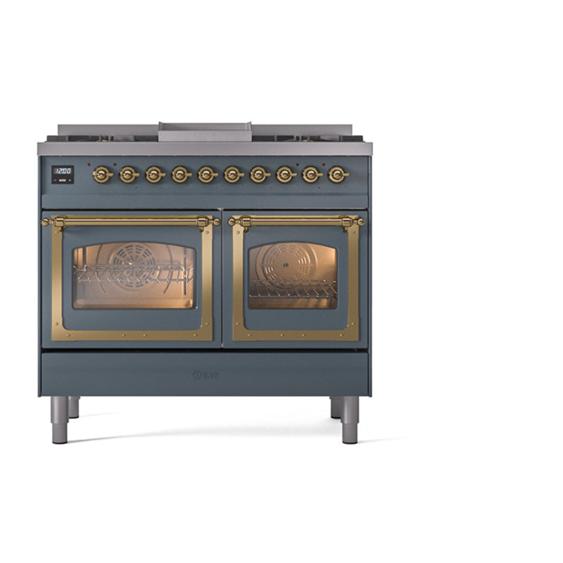 ILVE Nostalgie II Series Noblesse 40 inch Dual Fuel Range with 6 Sealed Burners, Griddle (Glass Door), Liquid Propane