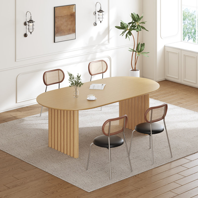 Table de salle à manger 30 po, H 30 po x L 67 po x l 33,5 po, Bois naturel