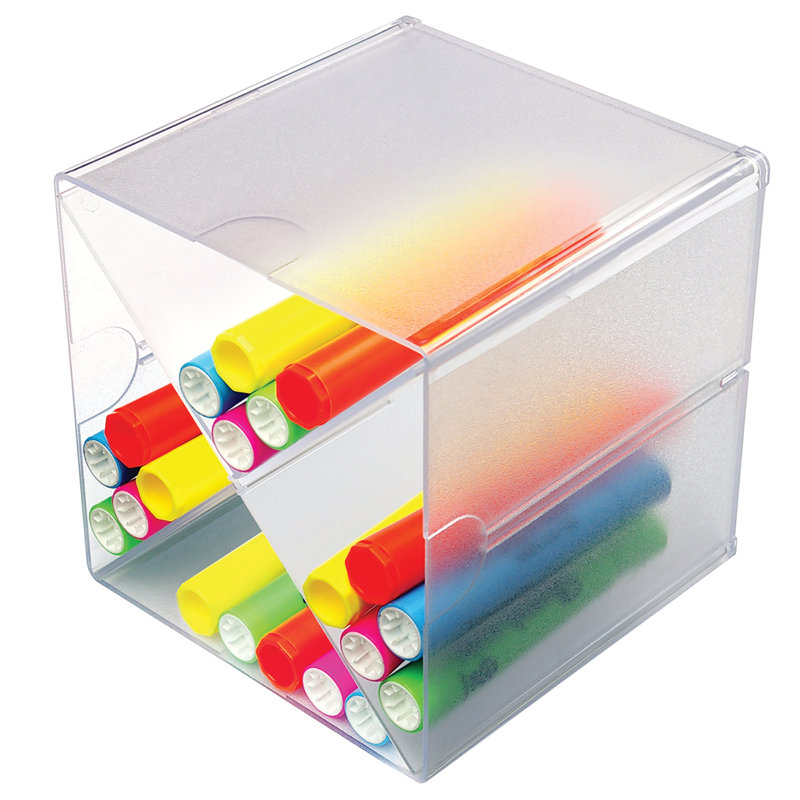 Clear Polystyrene Stackable Desk Organizer with X Divider