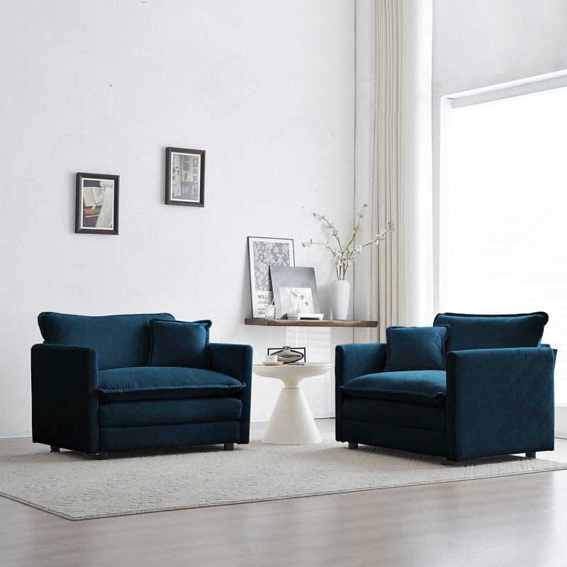 Ensemble de 2 chaises d'appoint rembourrées en chenille haut de gamme et rembourrées bleues