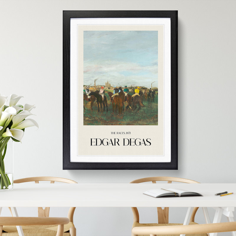 The Horse Races by Edgar Degas - Picture Frame Painting, 48cm H x 36cm W x 2cm D, Black Framed