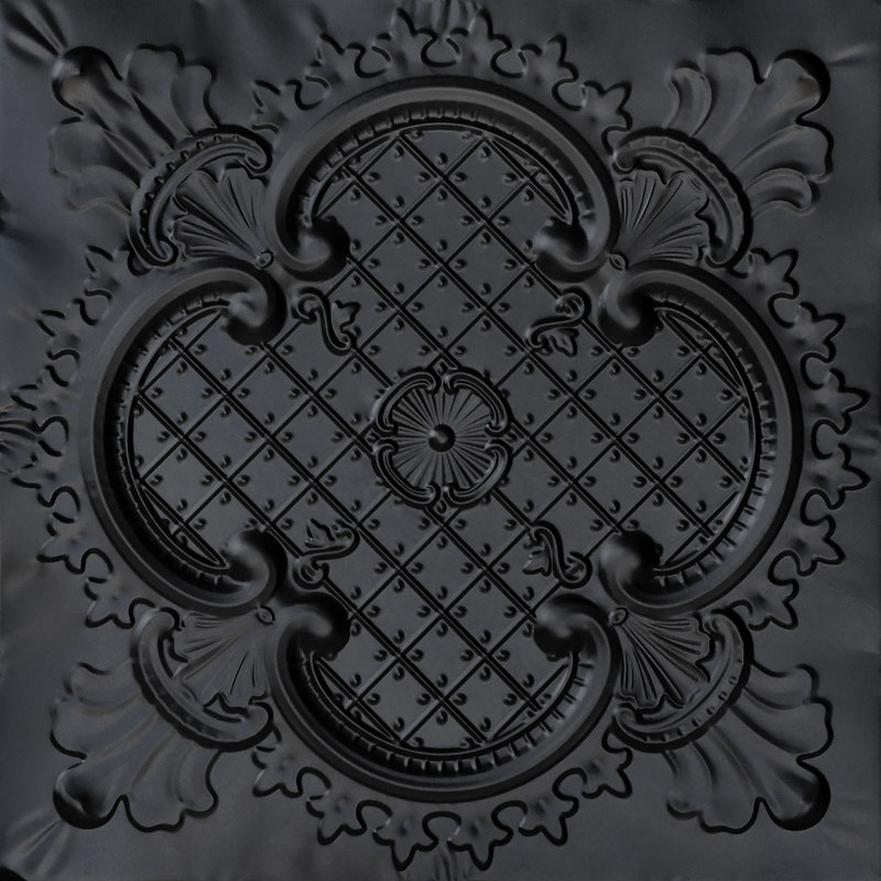 Carreau de plafond en étain 2 pi x 2 pi Majestic, Noir