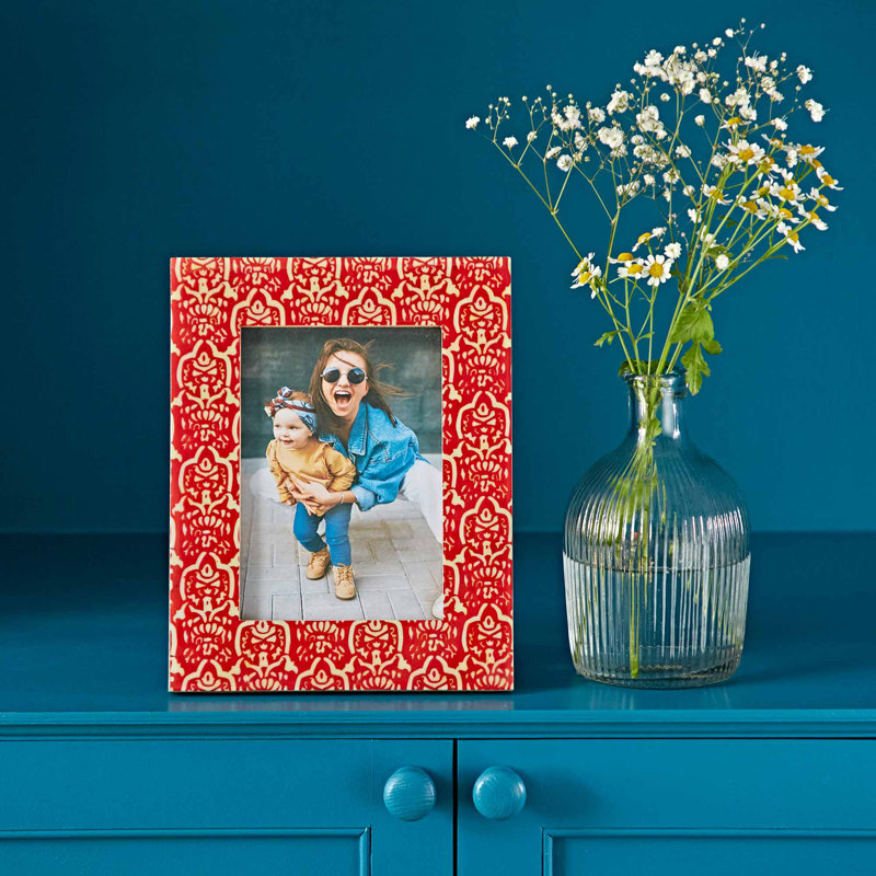 Vidya Red Patterned Photo Frame, 24cm H x 19cm W x 2.5cm D