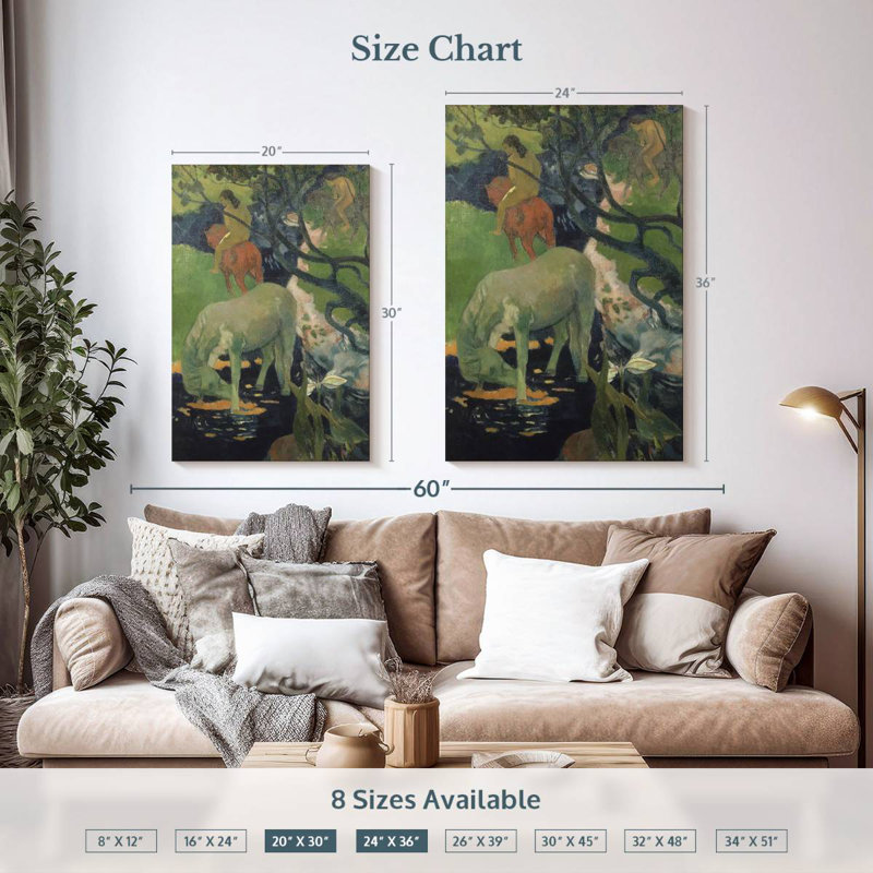 Brampt le cheval blanc, H 36 po x l 24 po