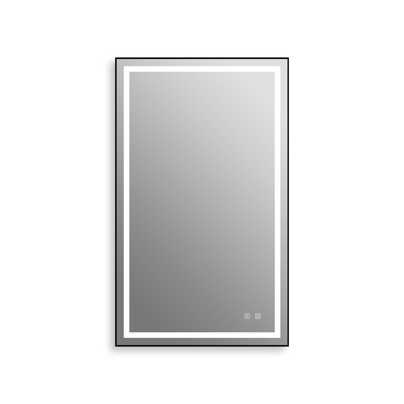 Miroir de salle de bain mural noir Pieze, 24 po x 32 po