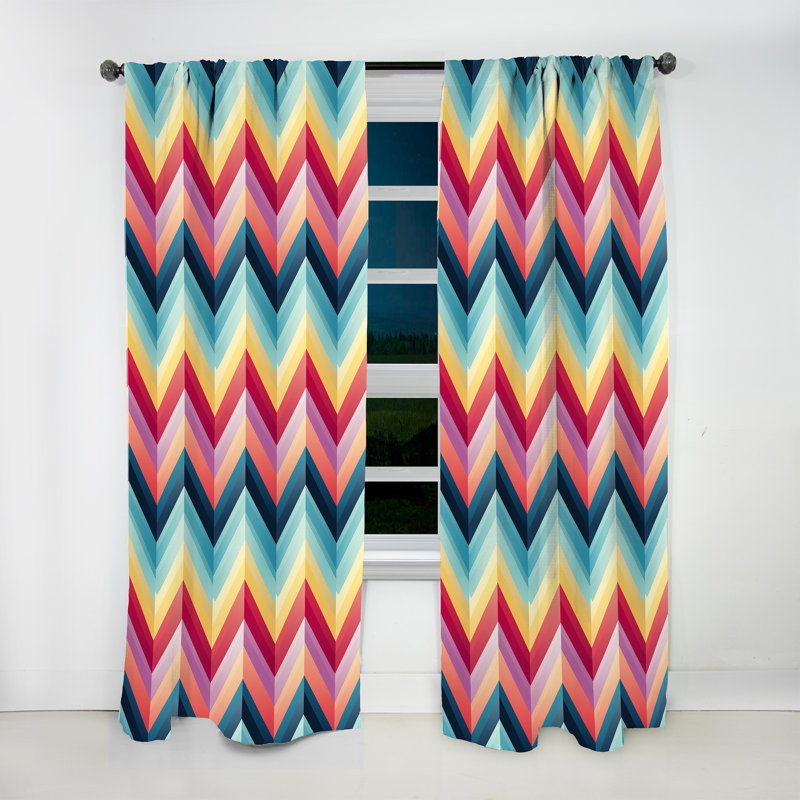 Popart Chevron I - Rideau à rayures - Rideau à chevrons obscurcissant - 1 panneaux, L 52 po x L 90 po