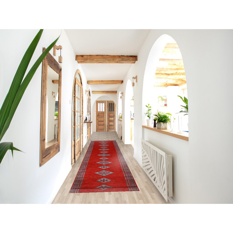 Tapis de couloir rouge Kazak