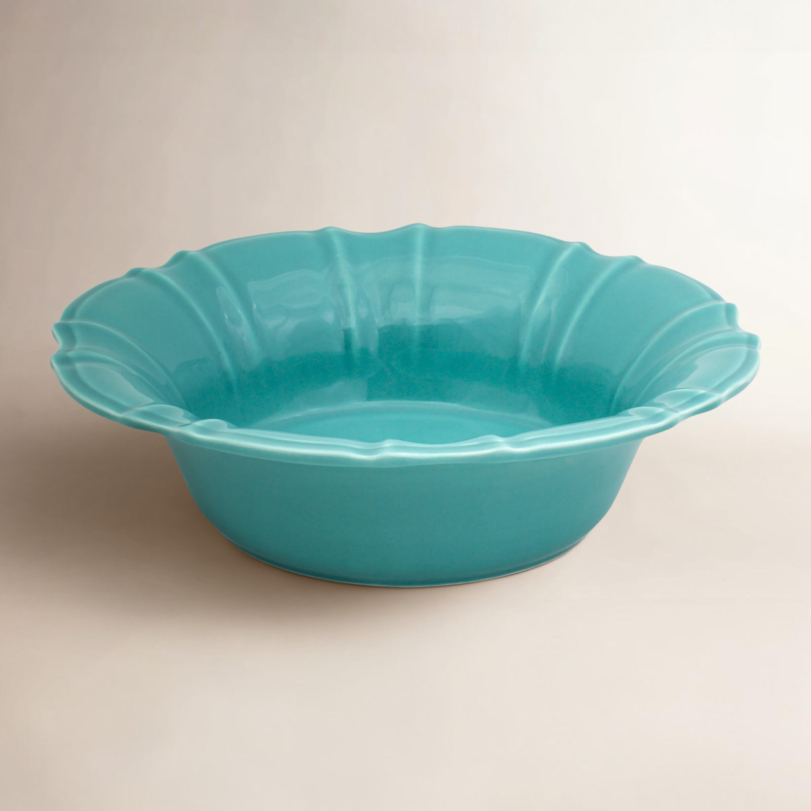 Chloe Ceramic Salad Bowl, Turquoise, 11.81"