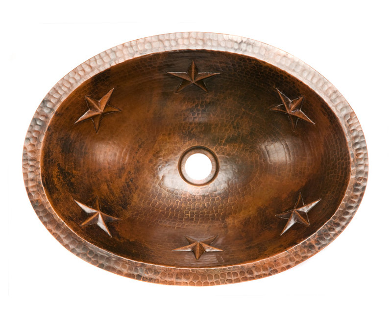 19" Oval Oil Rubbed Bronze Hammered Copper Bathroom Sink