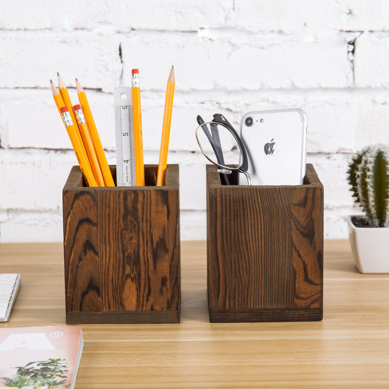 Solid Wood Desktop Stationary Pen Holders
