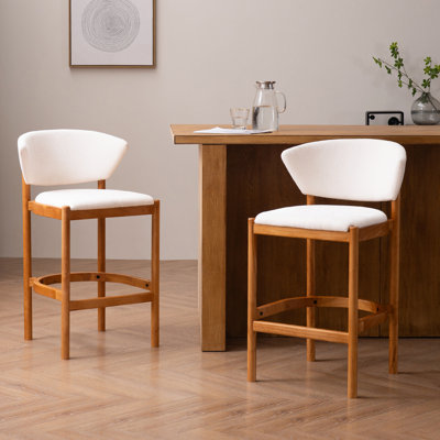 Upholstered Counter Stool With Wood Frame