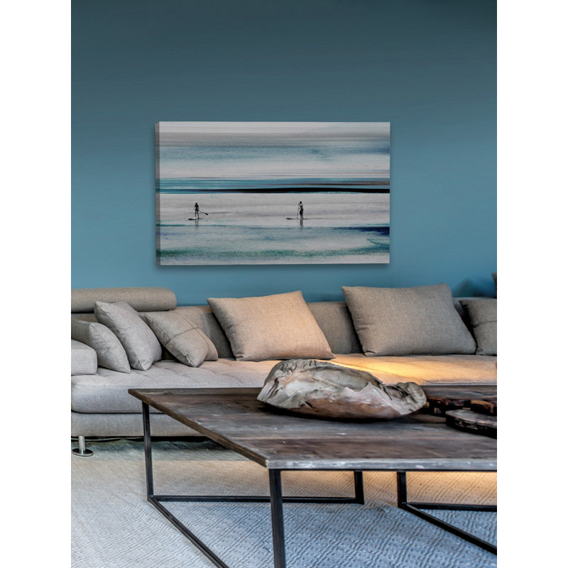Reproduction d’art graphique sur toile tendue « planche de surf en eaux bleues », H 30 po x l 45 po x P 1,5 po