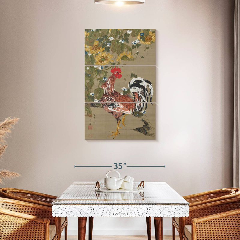 Brampt coq et tournesols, H 32 po x l 20 po