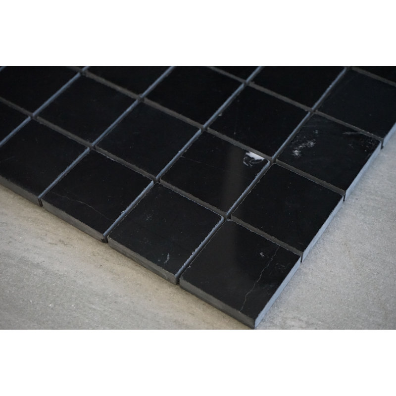 2" x 2" Grid Marble Mosaic Wall & Floor Tile, Nero Marquina