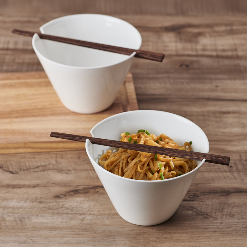 Delray Bone China Noodle Bowl with Chopsticks