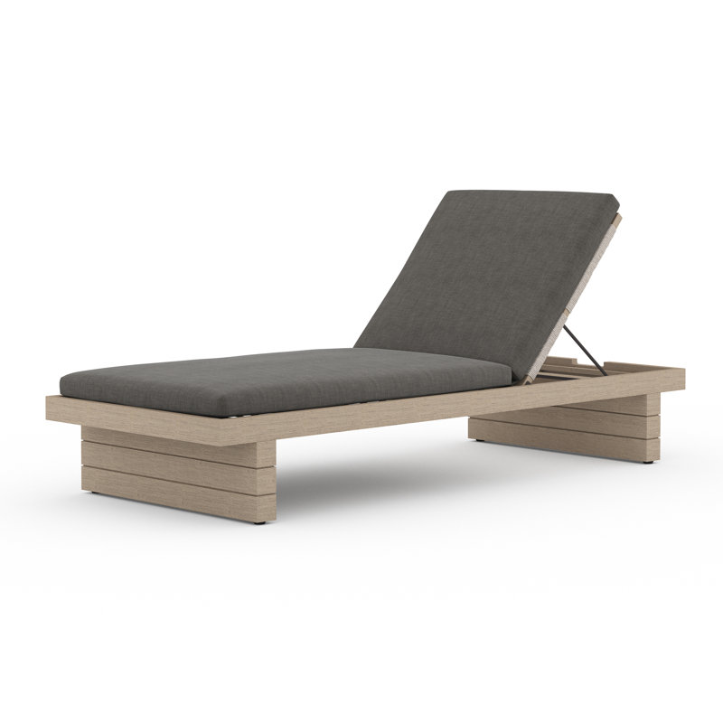 Leroy Outdoor Teak Chaise Lounge, Stone Gray, Brown