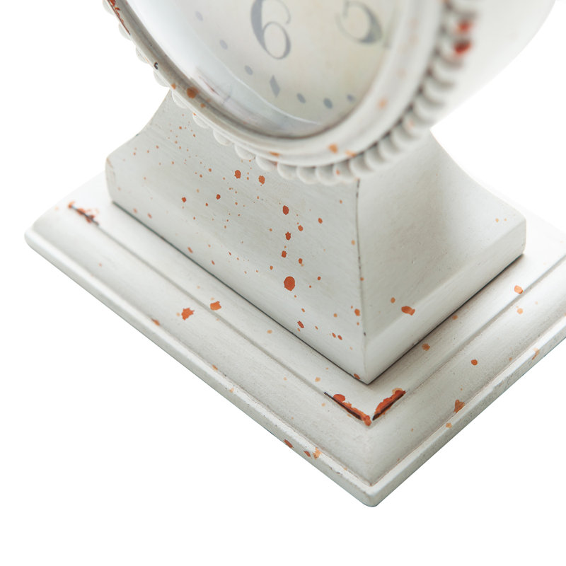 Analog Quartz Movement / Crystal Tabletop Clock, Antique White