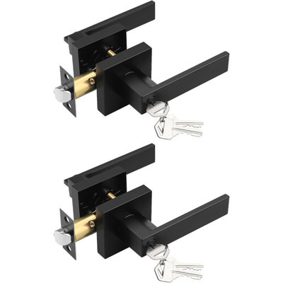 Poignée de porte d'entrée avec serrure et levier de porte extérieur carré