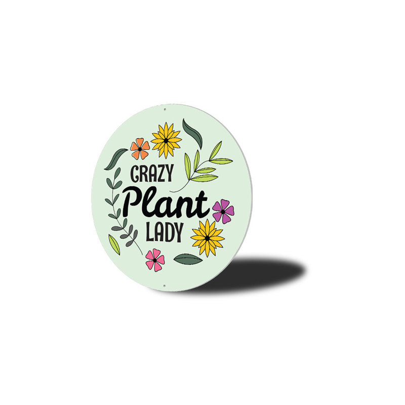 Plaque en aluminium Crazy Plant Lady, H 18 po x l 18 po x P 0,06 po