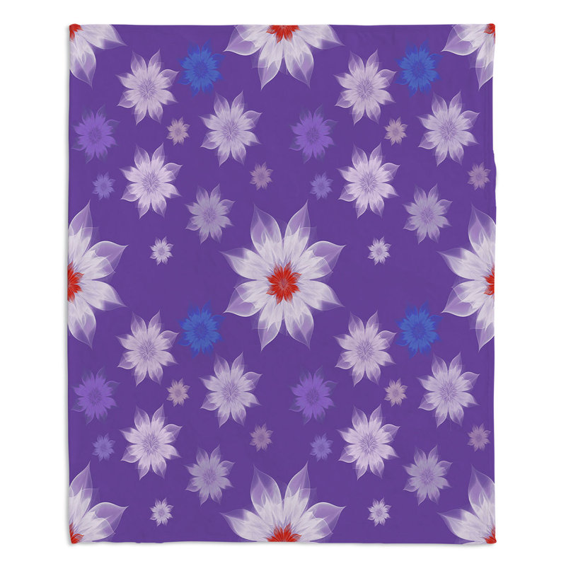  Jeté dentelle et fleurs, l 51 po x L 60 po, Mauve