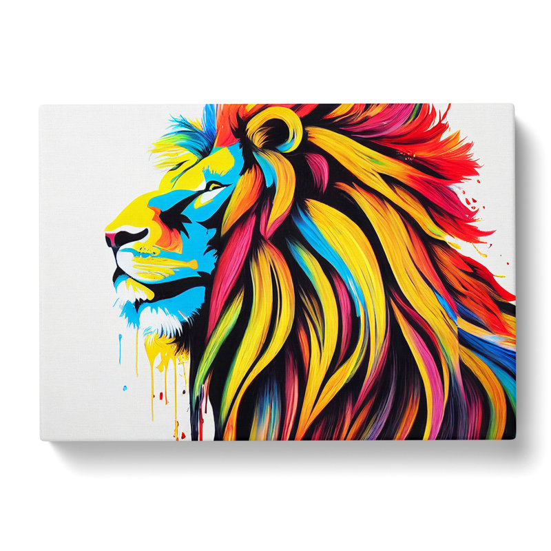 Colourful Lion Vol.1 Abstract - Wrapped Canvas, 50cm H x 76cm W x 3cm D