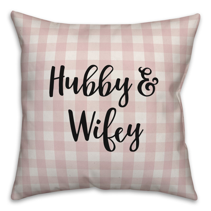  Coussin Hubby and Wifey, Coussin décoratif, Rose / Noir