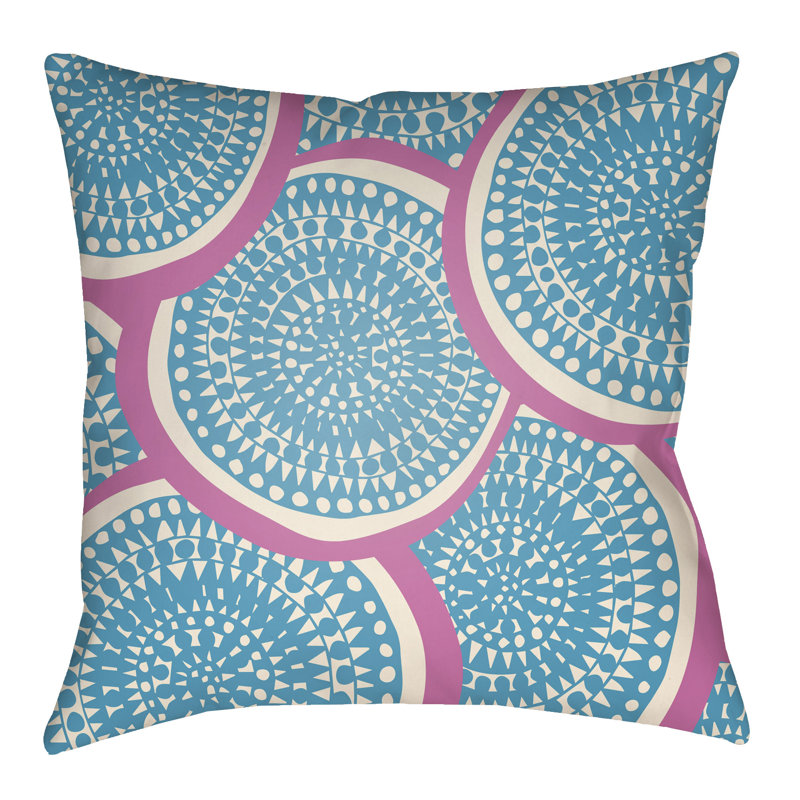 Litchfield Summerville Geometric Outdoor Reversible Throw Pillow, 20" H x 20" W 1" D, Aqua/Ivory