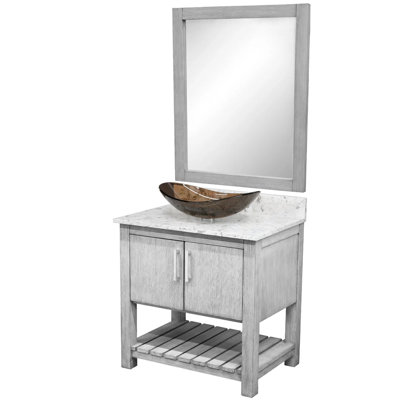 Meuble-lavabo de 36 po avec comptoir en quartz moka et lavabo, quincaillerie