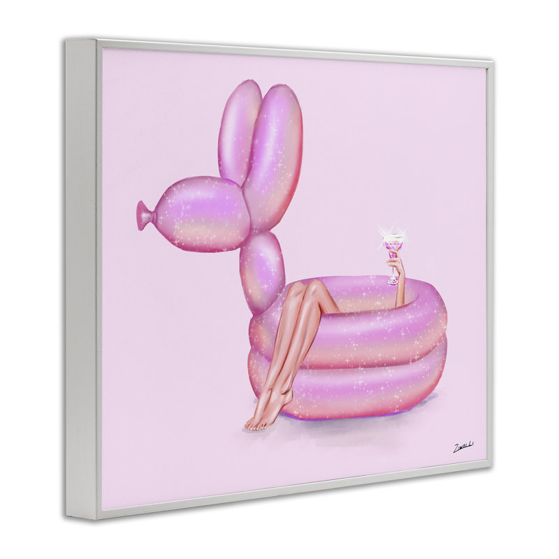Art de giclée de ballons d'animaux par Ziwei Li, Estampe numérique encadrée blanc bord de mer, H 24 po x l 30 po