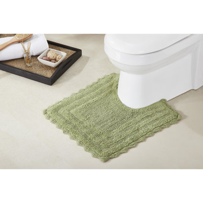 Rasika 100% Cotton Tufted U-Shaped Toilet Rug, Machine Washable & Reversible Super Absorbent Crochet Contour Bath Mat