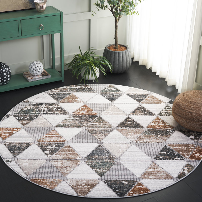 Amella 100 Performance Geometric Rug, Round 6'7"