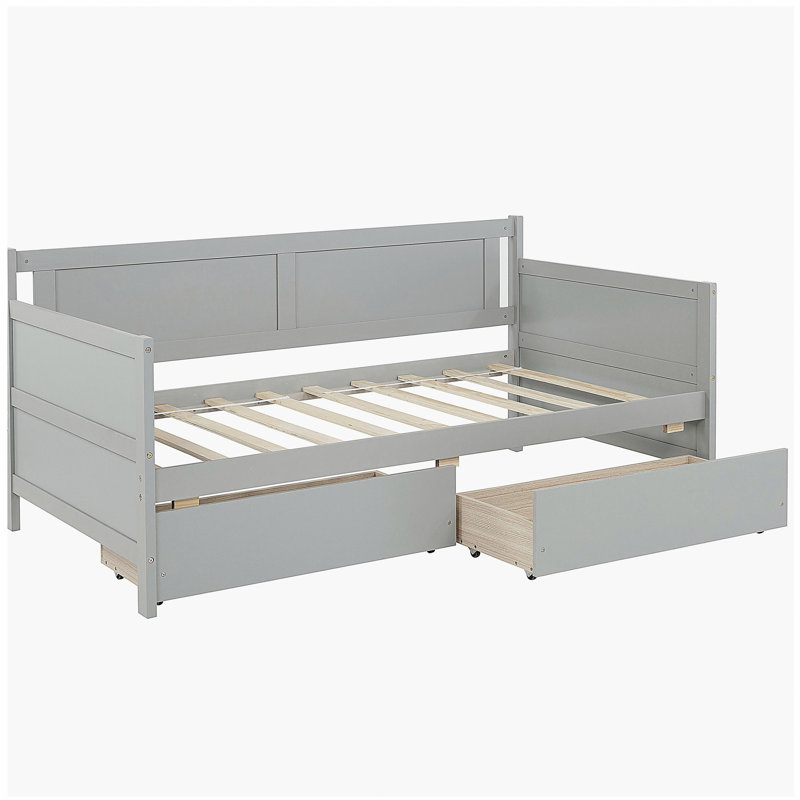 Doubler bed with two storage drawers, Gray