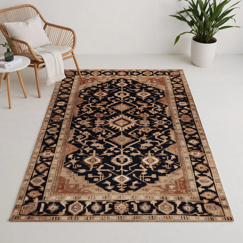 Tapis d'intérieur et d'extérieur brun Persian, Rectangle 5 pi x 7 pi