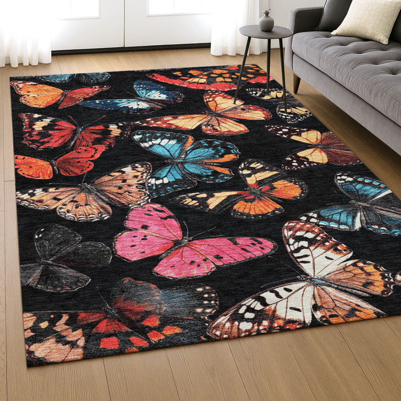 Premium Machine Washable Mayfield AMF2201 animal Rug, 8' x 10', Black