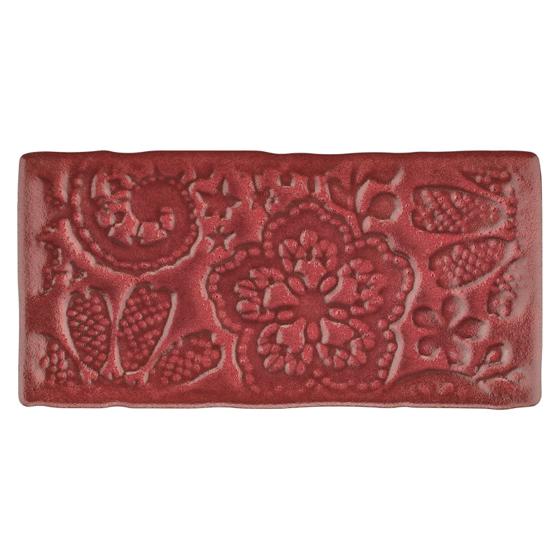 Antic Feelings 3" x 6" Ceramic Patterned Subway Tile, Feelings Red Moon