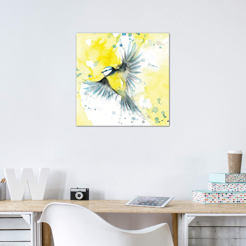 Mésange bleue - reproduction d'art, H 26 po x l 26 po x P 1,5 po, Toile tendue, Pas de tapis