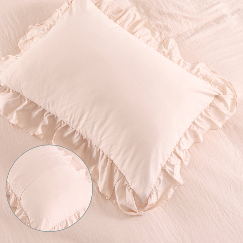 Ensemble de housse de couette Shabby Chic, King Comforter + 2 Pillowcases, Pink