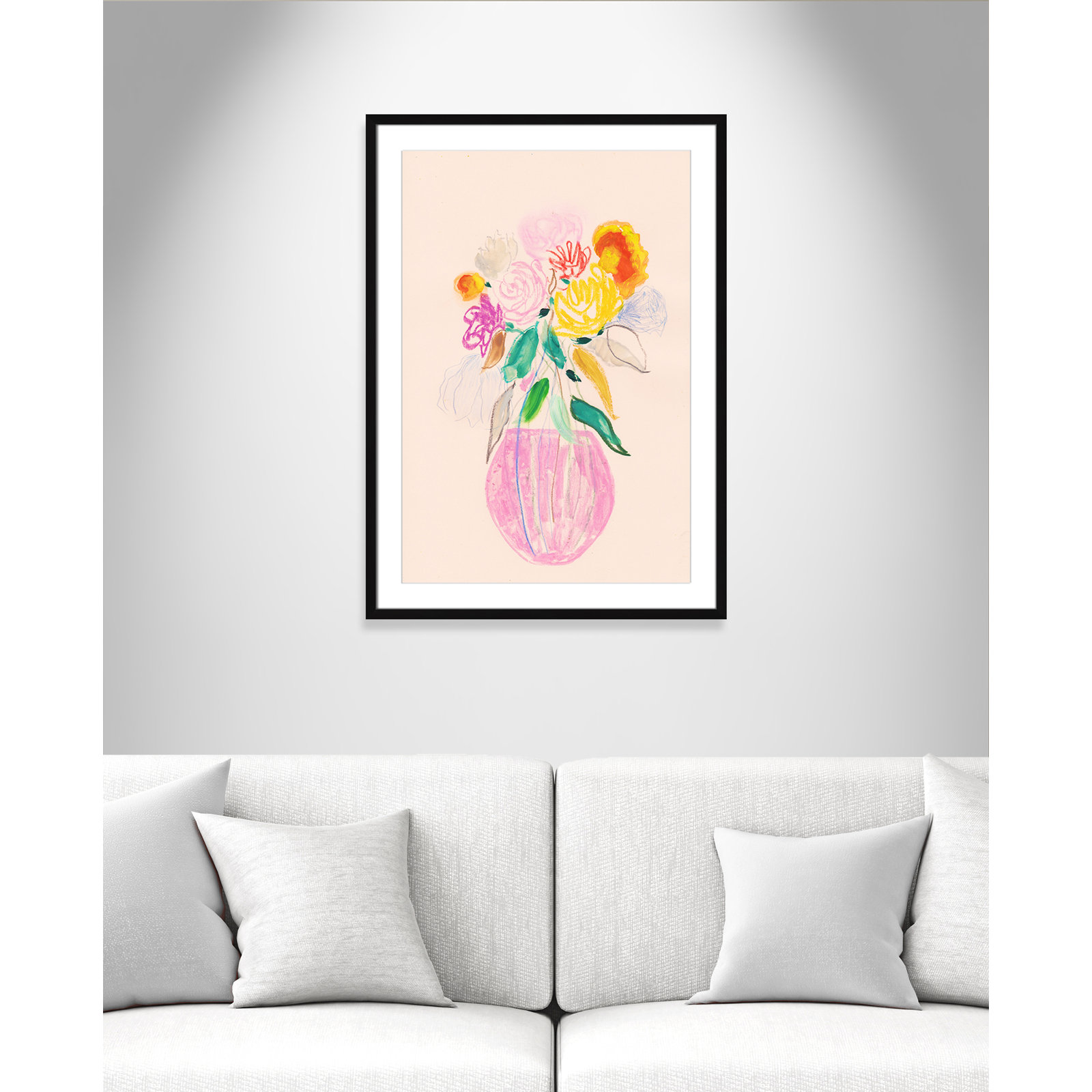 Simple Floral I Print by Bea Dina, Black Single Picture Framed Paper, White, 35.5" H x 25.5" W x 1.25" D