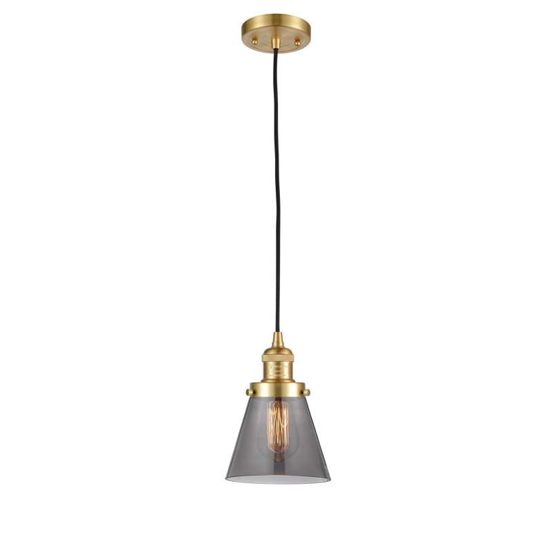 Hanlon 1 - Light Single Pendant, 3.5 Watt Vintage LED Bulb, Smoked, Satin Gold