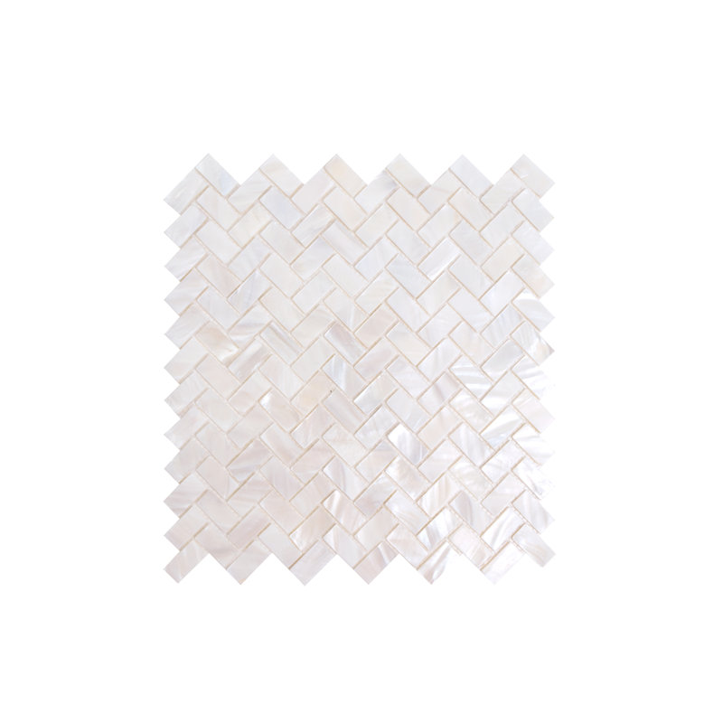 Mother of Pearl 0.6" x 1.2" Seashell Chevron Mosaic Tile, Pacific Flow