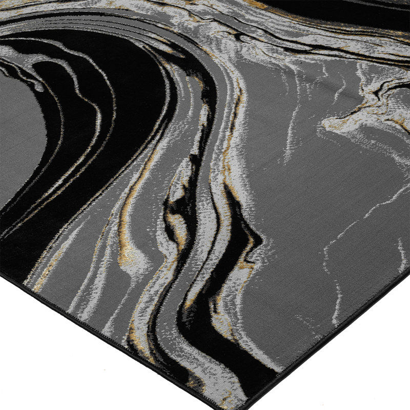 Modern Abstract Area Rug – 100% Polyester, Antistatic, Soil & Water Repellent, Colourfast Living Room Carpet