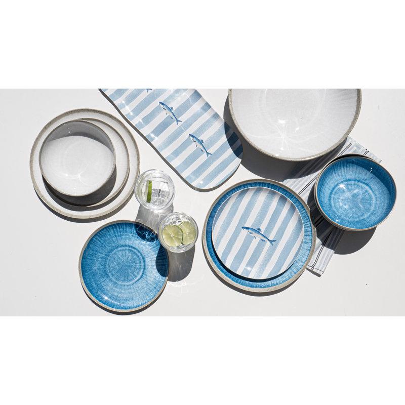 Sardinia Melamine Stripe Serving Platter - Blue - 17"
