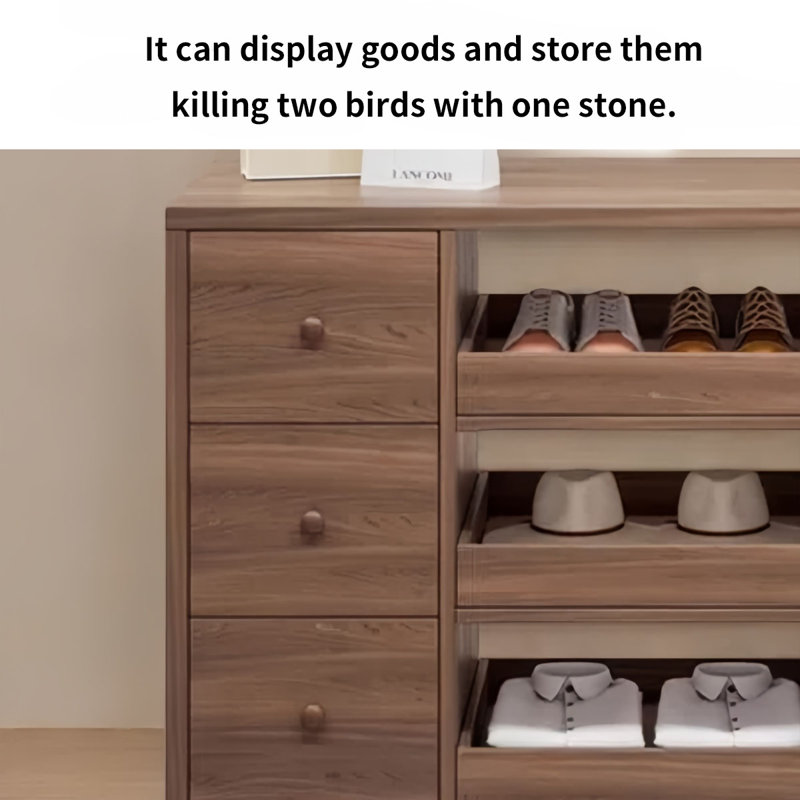 Solid Wood Display Case with Drawers and Pull-Out Trays, 35.43" H x 47.24" W x 23.62" D