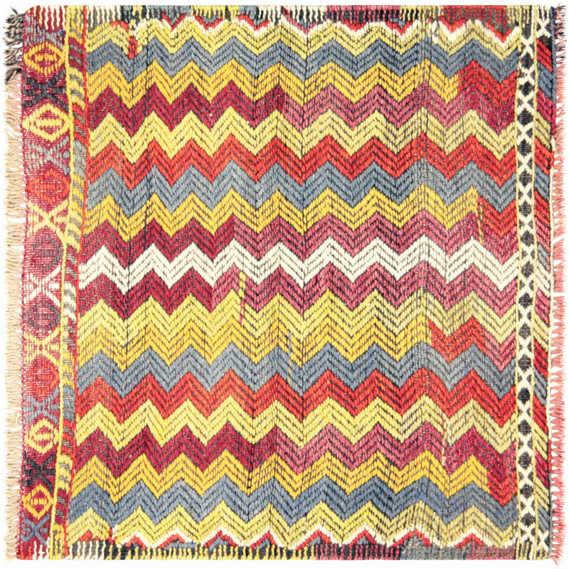 Square One-of-a-Kind 2'6" X 2'8" 1960s Wool Area Rug in