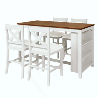 Ensemble de 5 tables de bar en bois à hauteur de comptoir avec 4 chaises